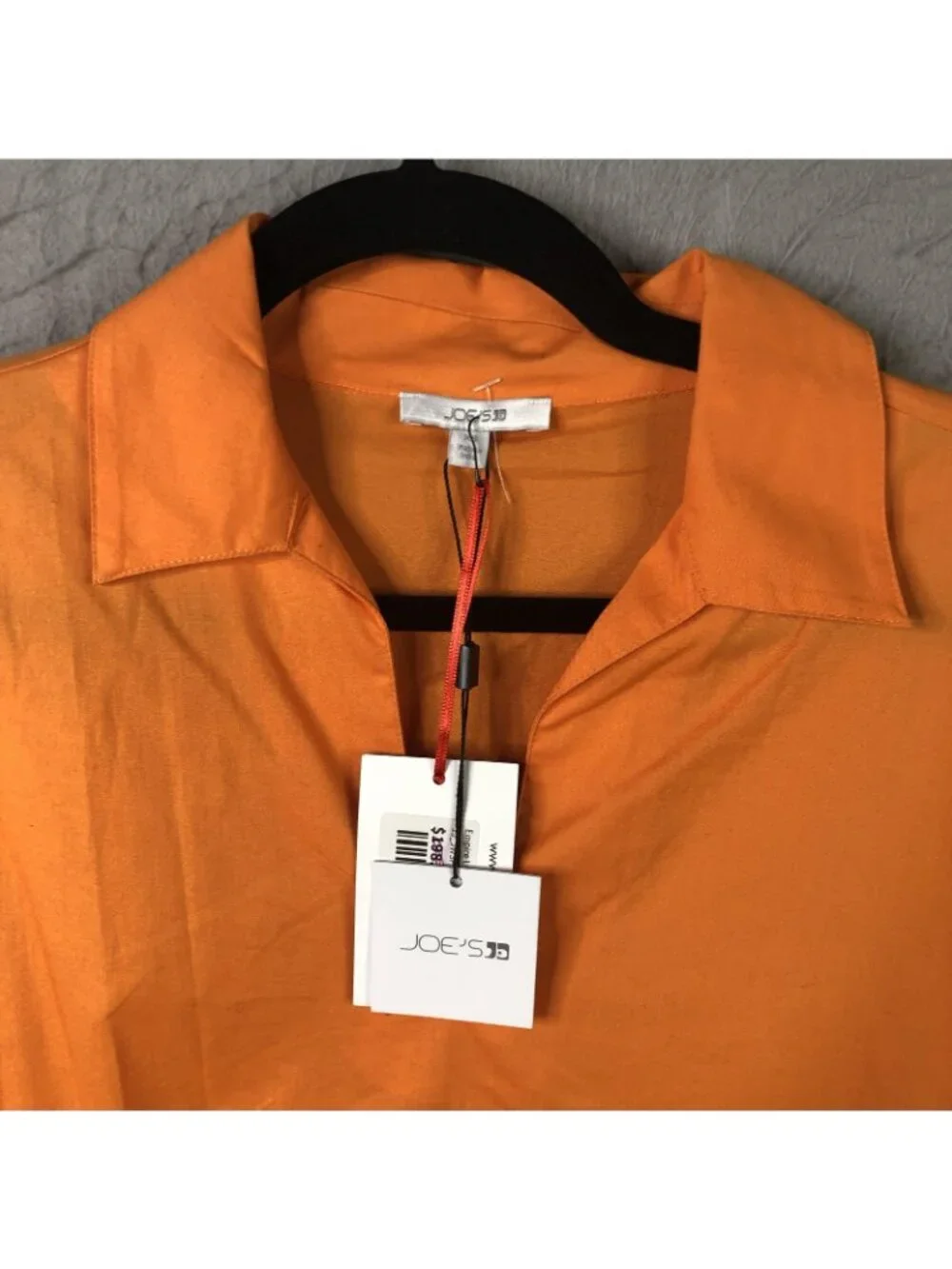 Joe's Jeans Tunic Blouse Womens XS Orange Poplin Empire Poet Peplum Top - Picture 5 of 16